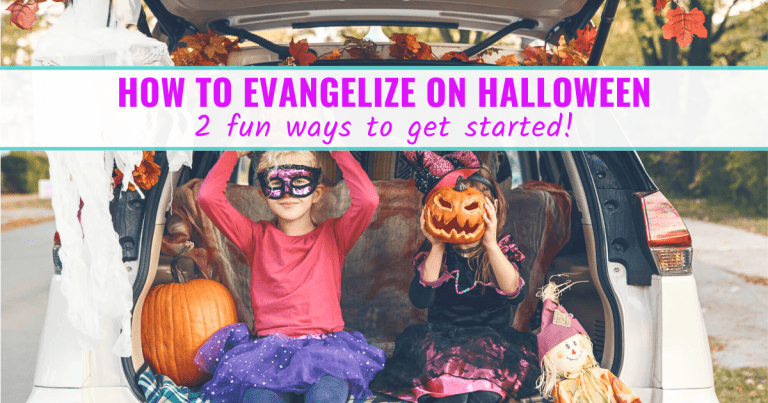 Image of trunk-or-treat girls titled fun ways to evangelize on Halloween