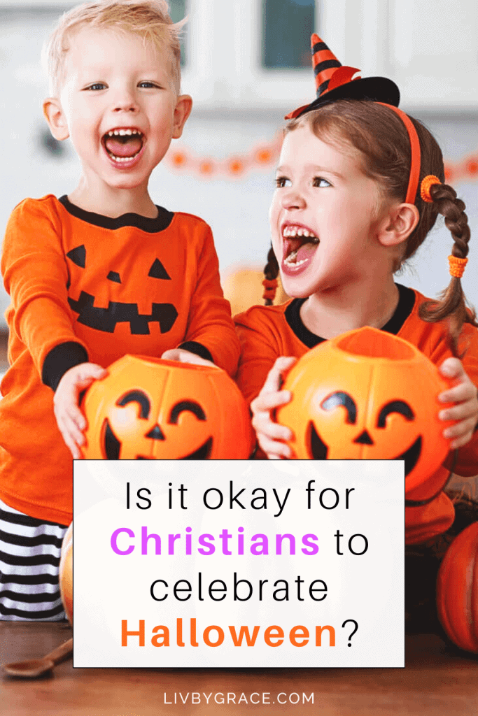 Image of kids with jack-o-lanterns titled is it okay for Christians to celebrate Halloween