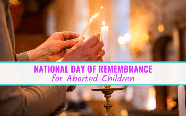 Image of prayer candles with title National Day of Remembrance for Aborted Children
