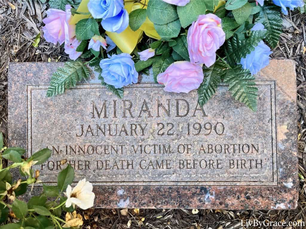 Grave of abortion victim Miranda